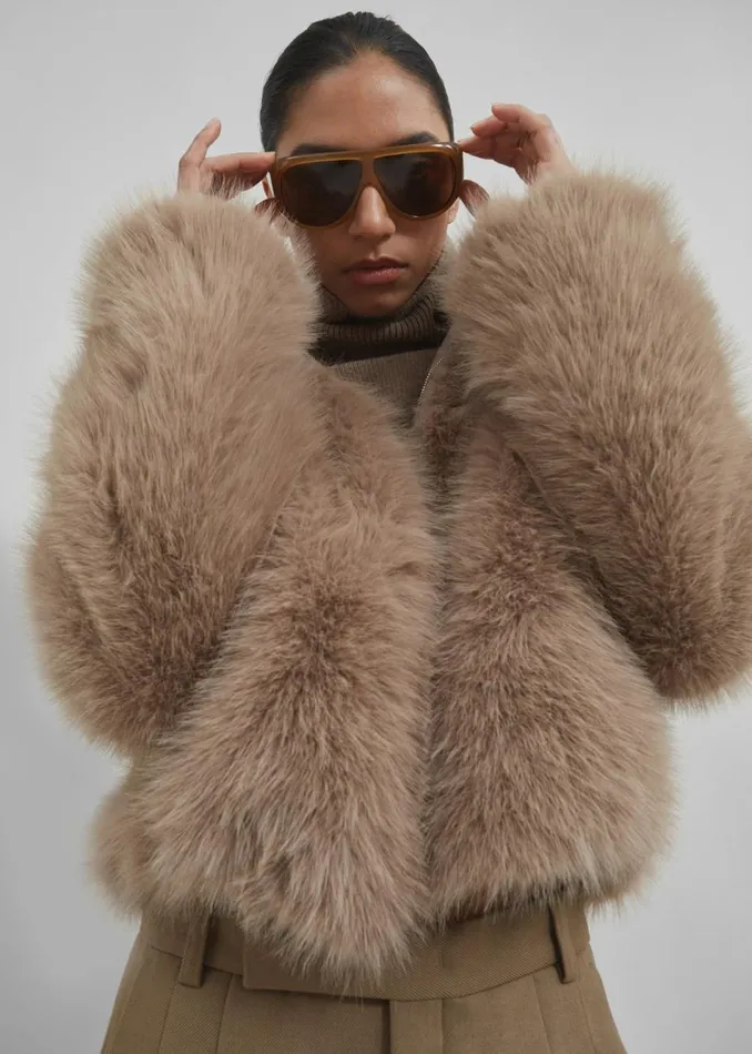 Women The Frankie Shop Outerwear Sabrina Faux Fur Jacket Mocha