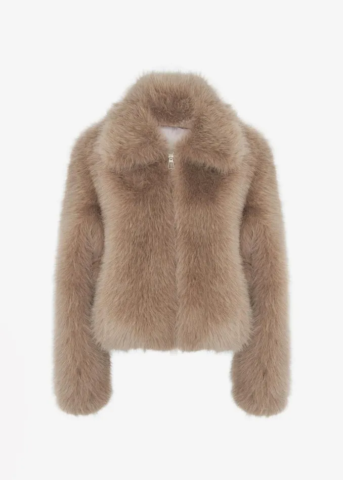 Women The Frankie Shop Outerwear Sabrina Faux Fur Jacket Mocha