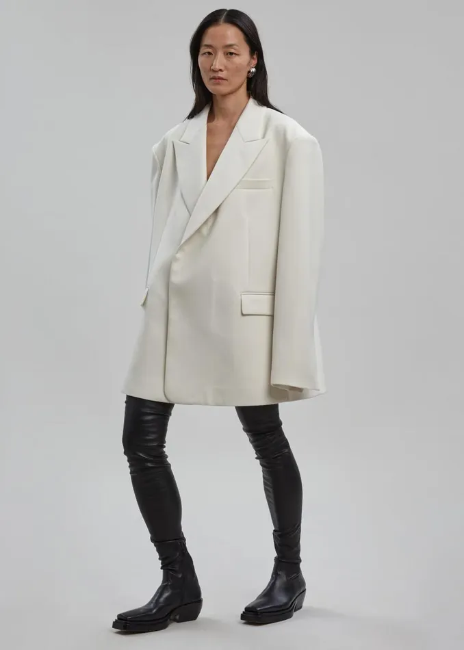 Women The Frankie Shop Outerwear Sadie Oversized Double Breasted Blazer Cream