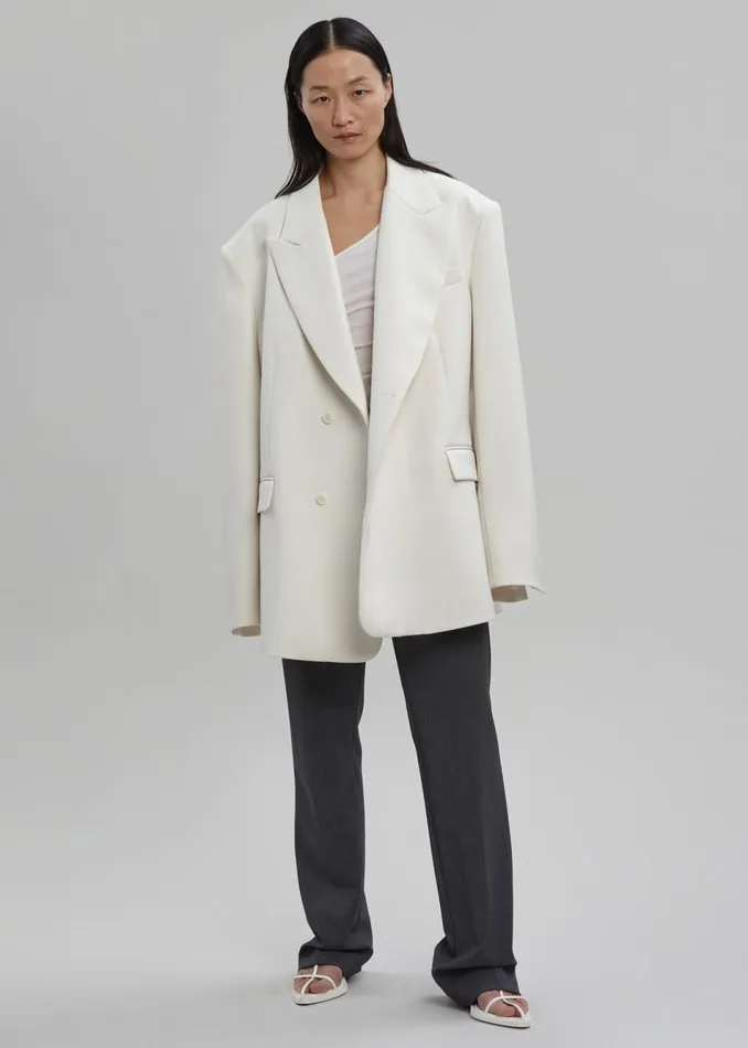 Women The Frankie Shop Outerwear Sadie Oversized Double Breasted Blazer Cream