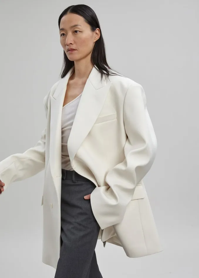 Women The Frankie Shop Outerwear Sadie Oversized Double Breasted Blazer Cream