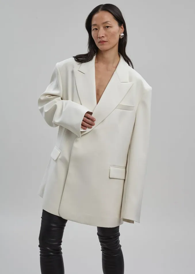 Women The Frankie Shop Outerwear Sadie Oversized Double Breasted Blazer Cream