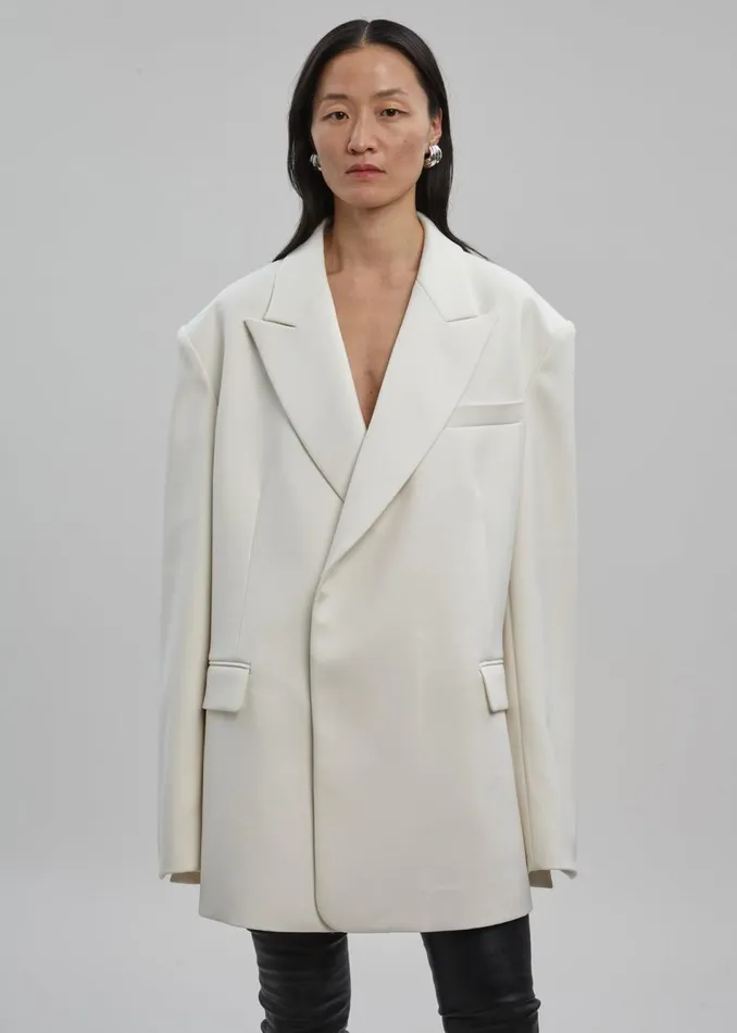 Women The Frankie Shop Outerwear Sadie Oversized Double Breasted Blazer Cream