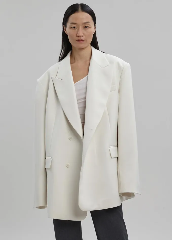Women The Frankie Shop Outerwear Sadie Oversized Double Breasted Blazer Cream