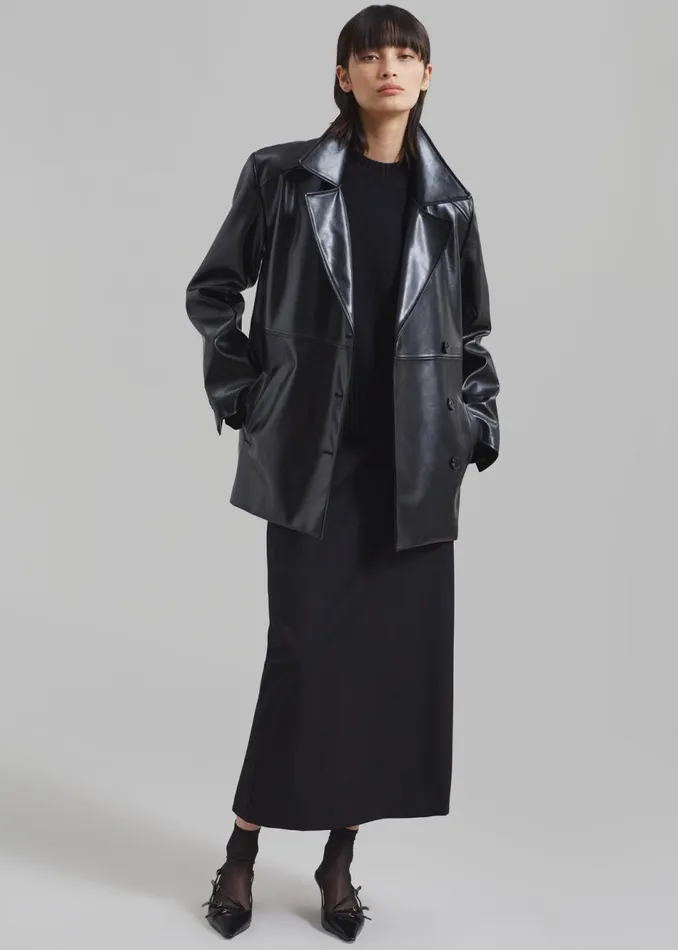 Women The Frankie Shop Outerwear Sawyer Faux Leather Jacket Black