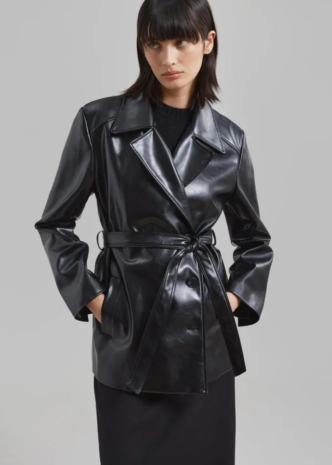 Women The Frankie Shop Outerwear Sawyer Faux Leather Jacket Black