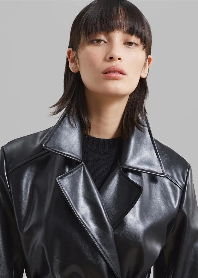 Women The Frankie Shop Outerwear Sawyer Faux Leather Jacket Black