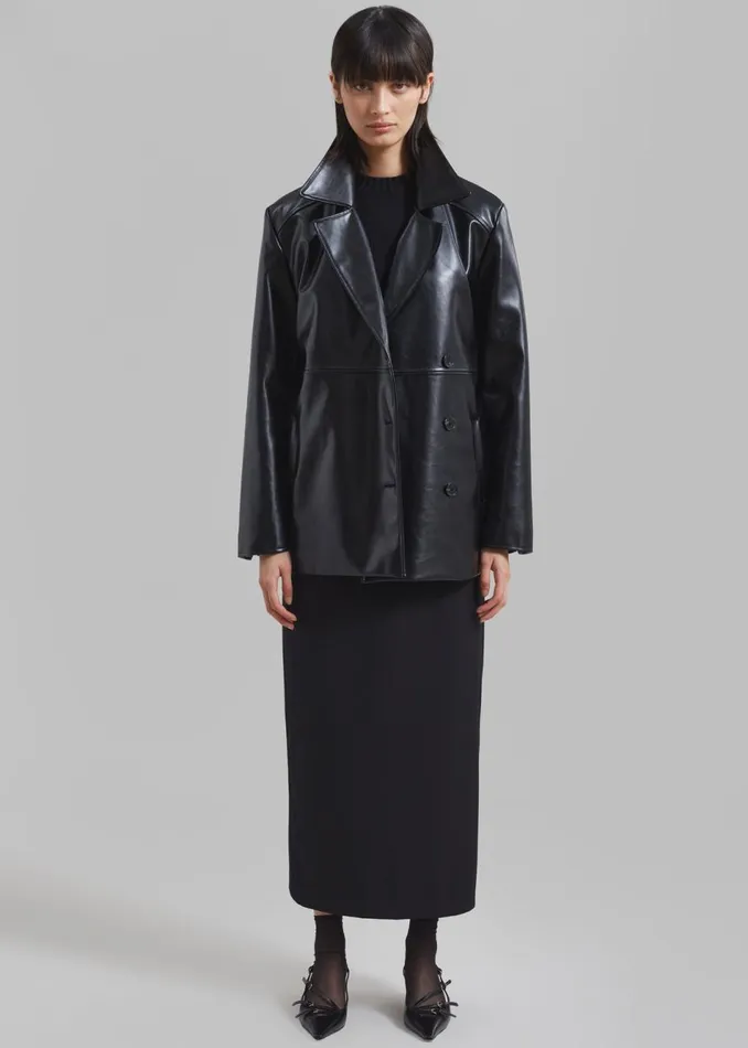 Women The Frankie Shop Outerwear Sawyer Faux Leather Jacket Black
