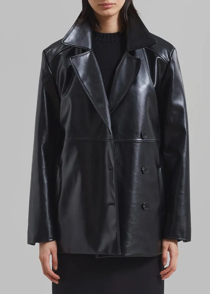 Women The Frankie Shop Outerwear Sawyer Faux Leather Jacket Black