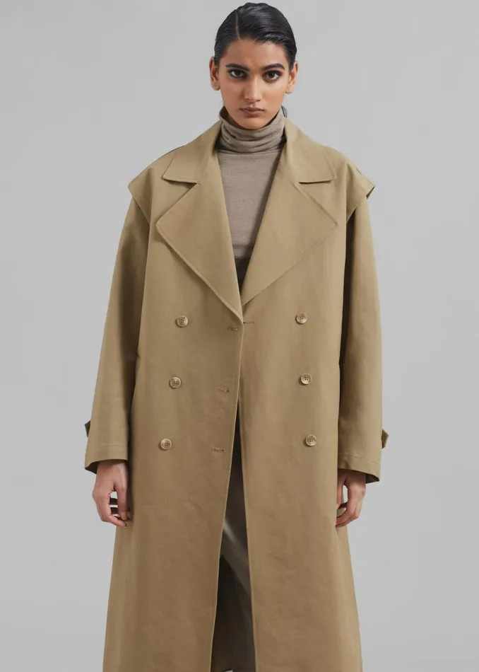 Women The Frankie Shop Outerwear Saylor 2Piece Trench Coat Beige