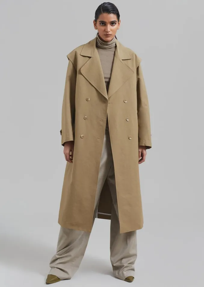 Women The Frankie Shop Outerwear Saylor 2Piece Trench Coat Beige