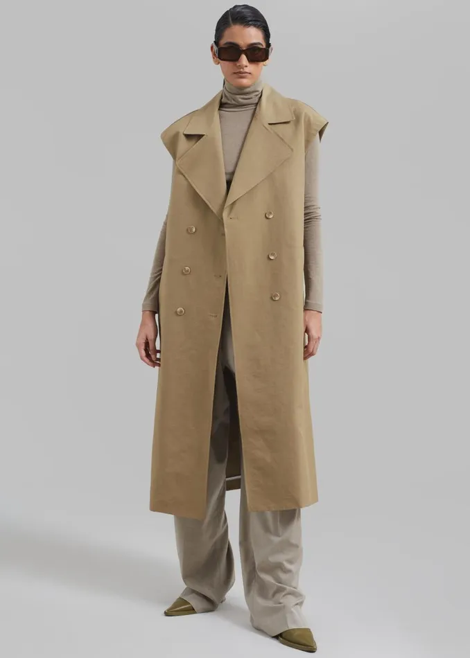 Women The Frankie Shop Outerwear Saylor 2Piece Trench Coat Beige