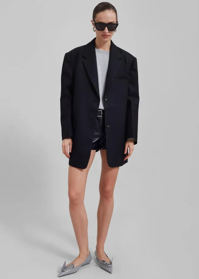 Women The Frankie Shop Outerwear Silas Oversized Wool Blazer Black