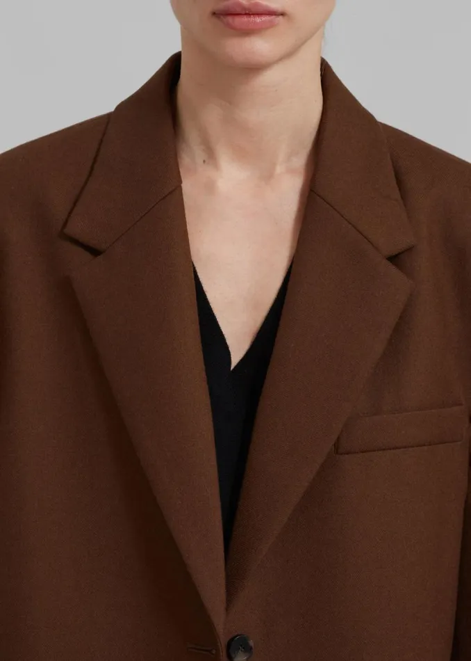 Women The Frankie Shop Outerwear Silas Oversized Wool Blazer Brown