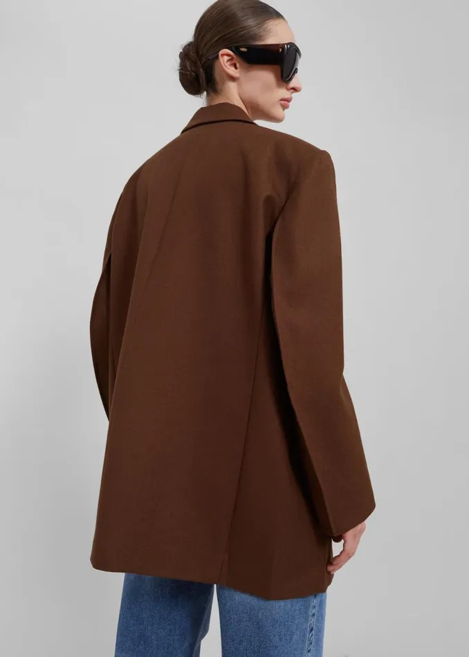 Women The Frankie Shop Outerwear Silas Oversized Wool Blazer Brown