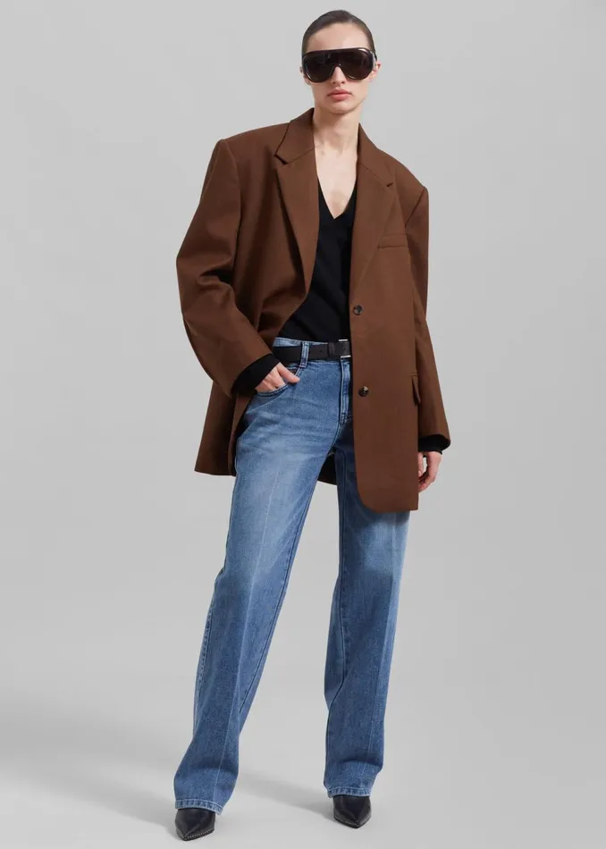 Women The Frankie Shop Outerwear Silas Oversized Wool Blazer Brown
