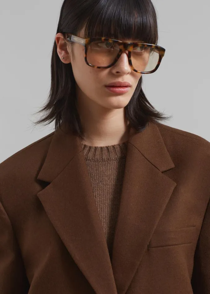 Women The Frankie Shop Outerwear Silas Oversized Wool Blazer Brown