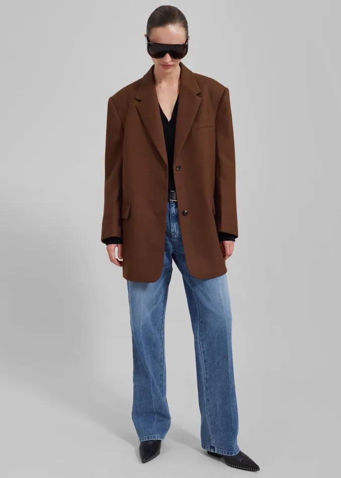 Women The Frankie Shop Outerwear Silas Oversized Wool Blazer Brown
