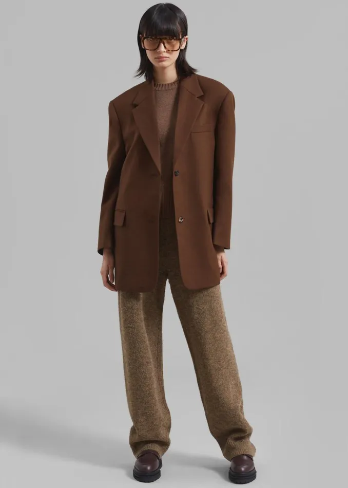Women The Frankie Shop Outerwear Silas Oversized Wool Blazer Brown