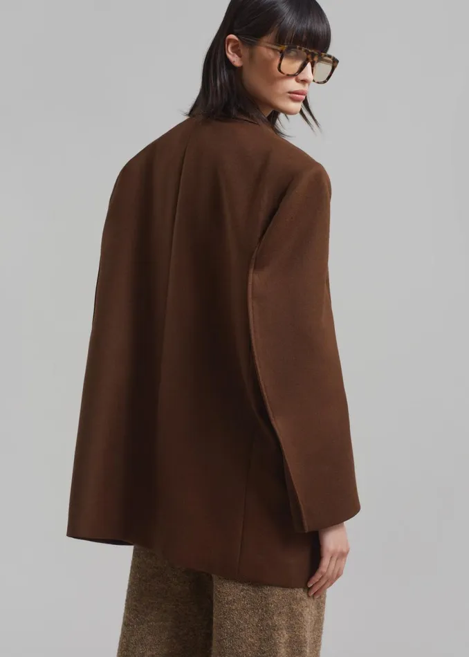 Women The Frankie Shop Outerwear Silas Oversized Wool Blazer Brown