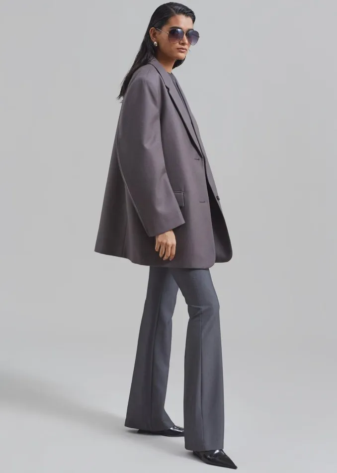 Women The Frankie Shop Outerwear Silas Oversized Wool Blazer Grey