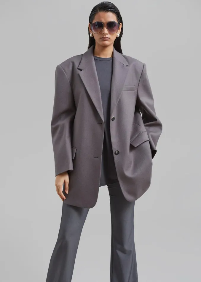 Women The Frankie Shop Outerwear Silas Oversized Wool Blazer Grey