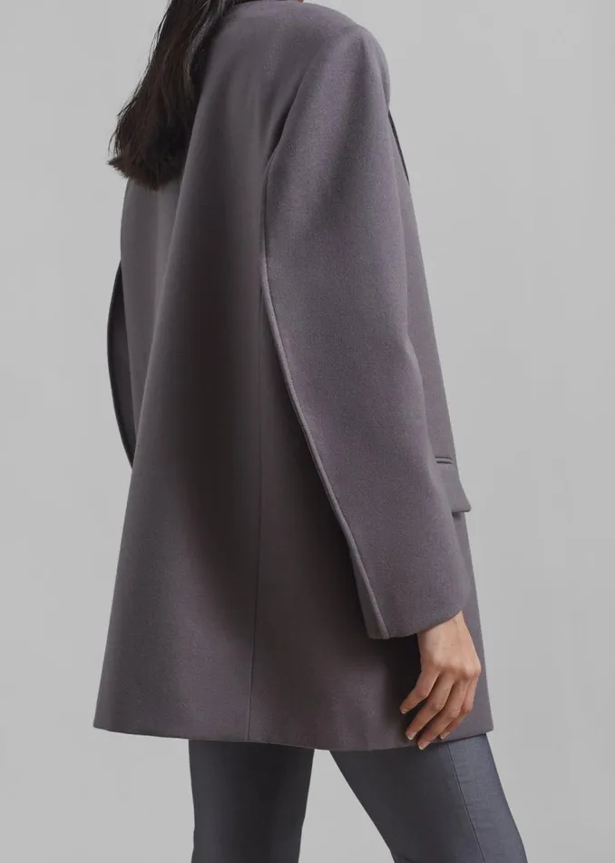 Women The Frankie Shop Outerwear Silas Oversized Wool Blazer Grey