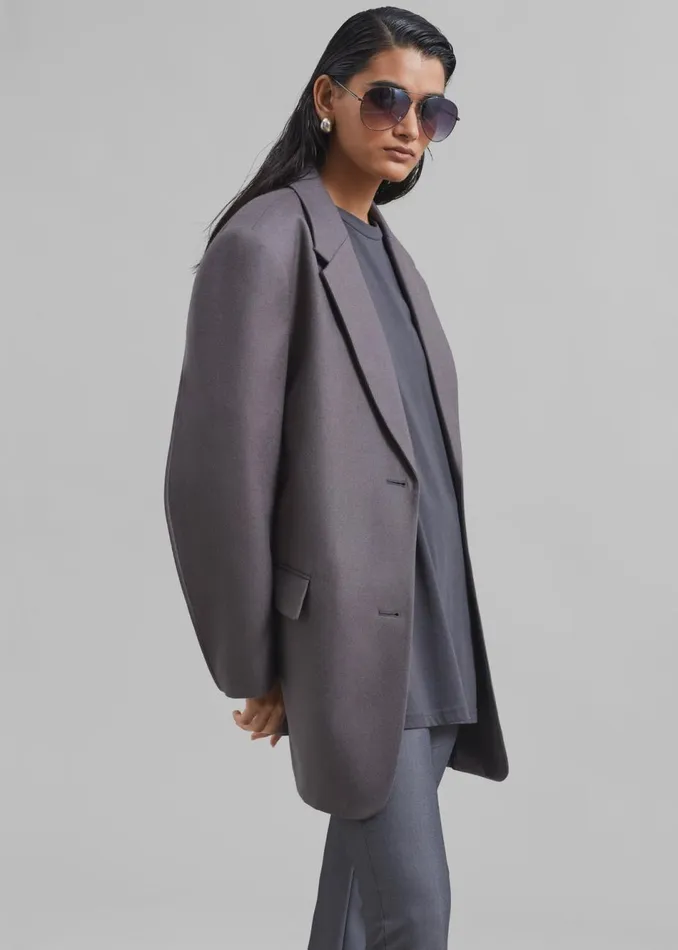Women The Frankie Shop Outerwear Silas Oversized Wool Blazer Grey