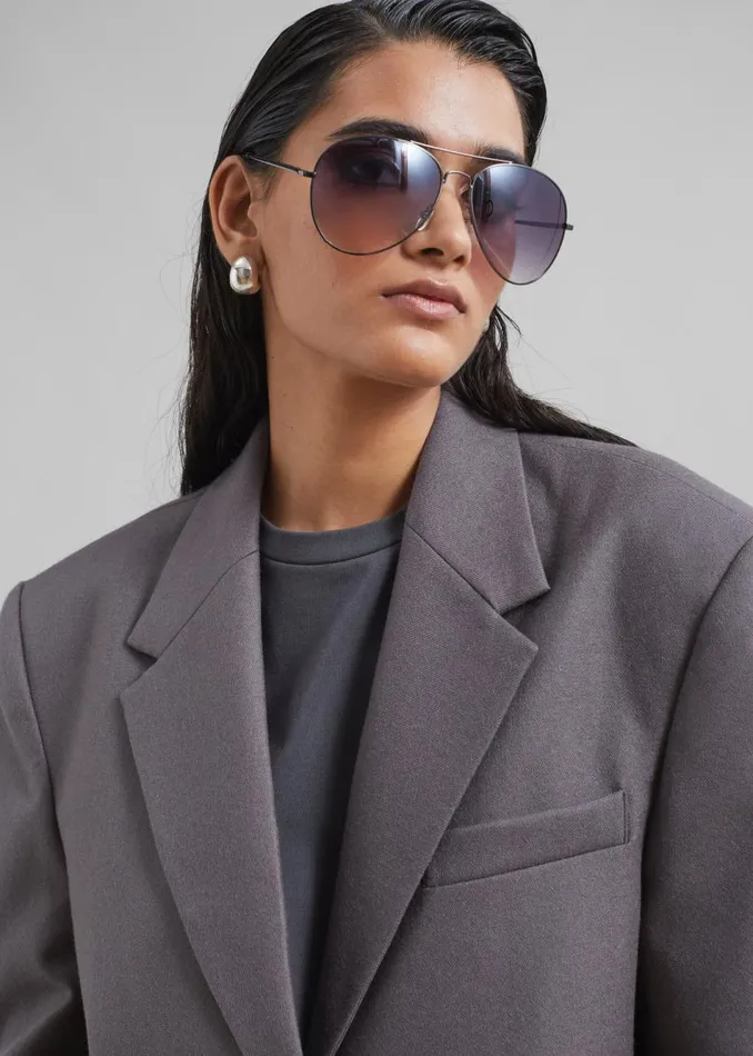 Women The Frankie Shop Outerwear Silas Oversized Wool Blazer Grey