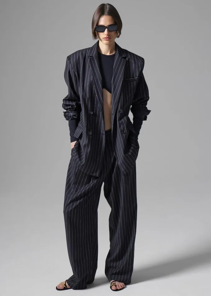 Women The Frankie Shop Outerwear Sybil Blazer Black Pinstripe