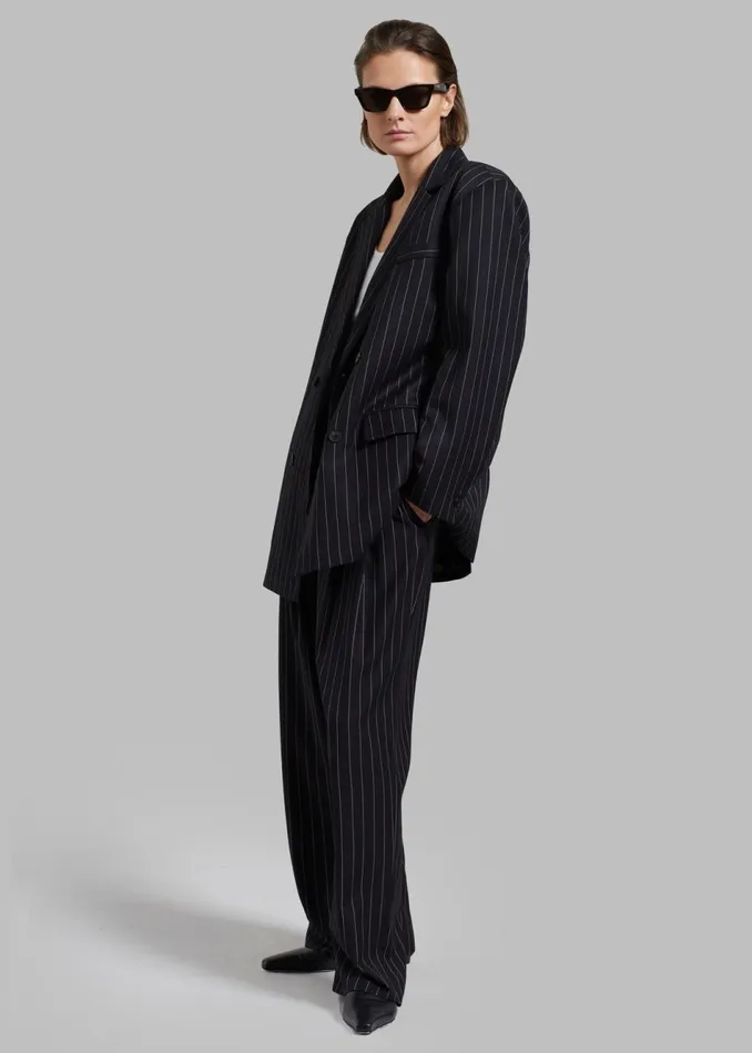 Women The Frankie Shop Outerwear Sybil Blazer Black Pinstripe