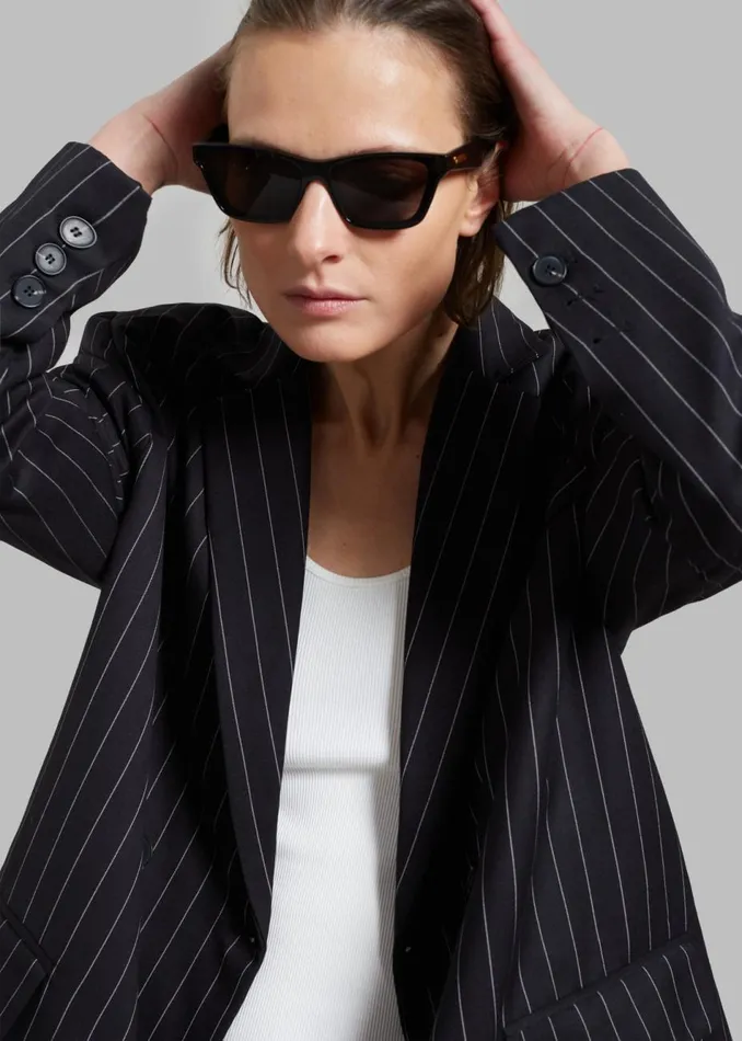 Women The Frankie Shop Outerwear Sybil Blazer Black Pinstripe
