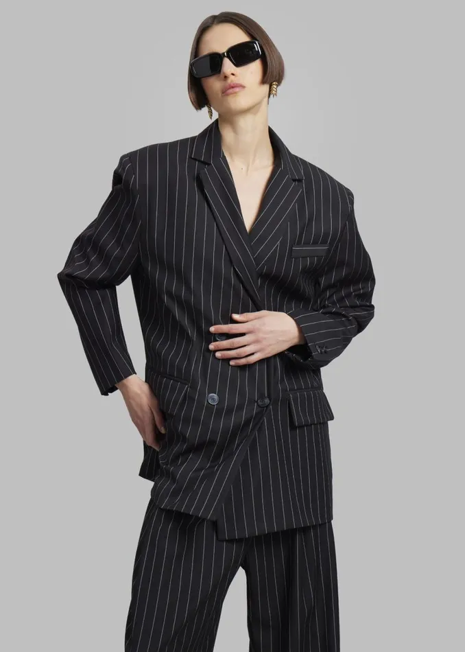 Women The Frankie Shop Outerwear Sybil Blazer Black Pinstripe