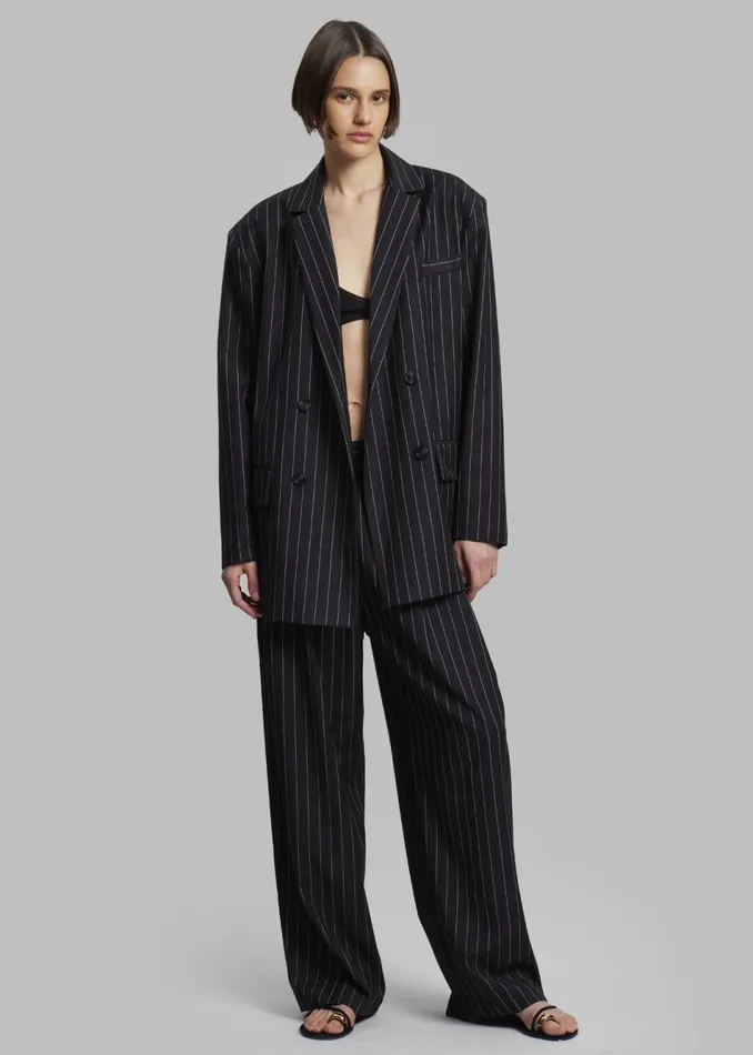 Women The Frankie Shop Outerwear Sybil Blazer Black Pinstripe