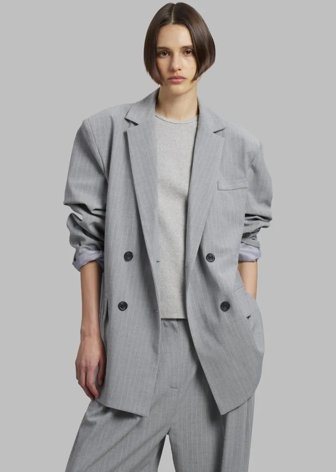 Women The Frankie Shop Outerwear Sybil Blazer Grey Pinstripe