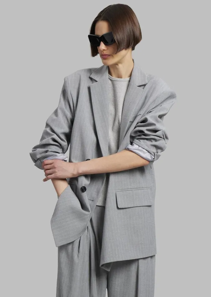 Women The Frankie Shop Outerwear Sybil Blazer Grey Pinstripe