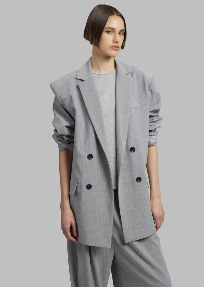 Women The Frankie Shop Outerwear Sybil Blazer Grey Pinstripe