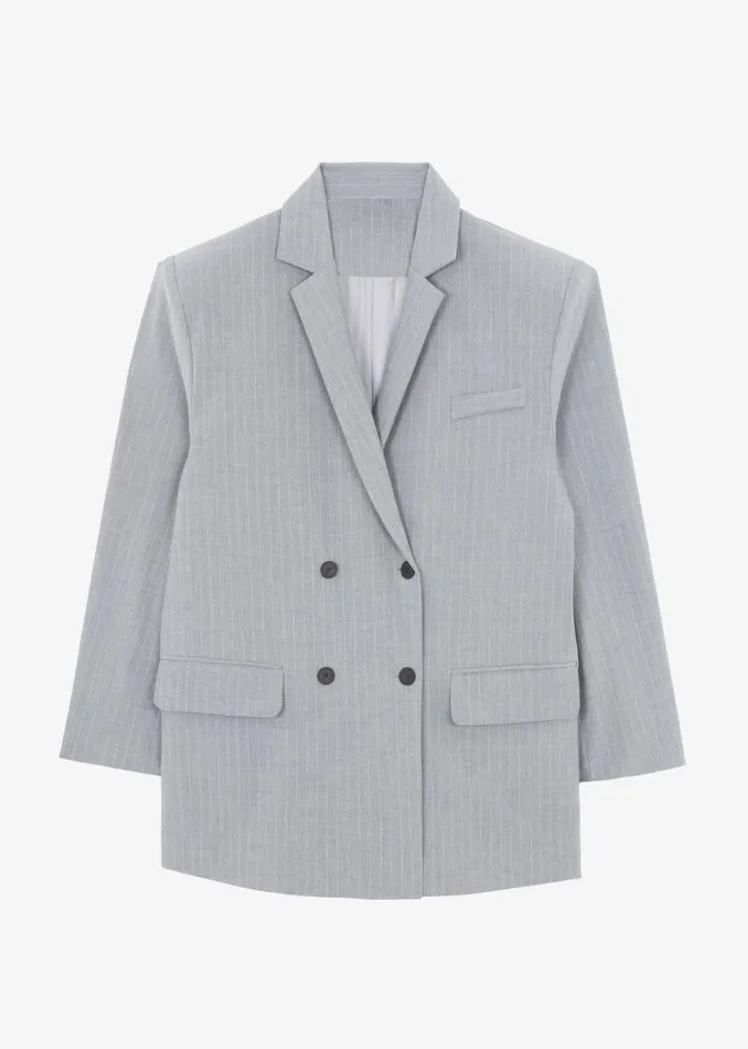 Women The Frankie Shop Outerwear Sybil Blazer Grey Pinstripe