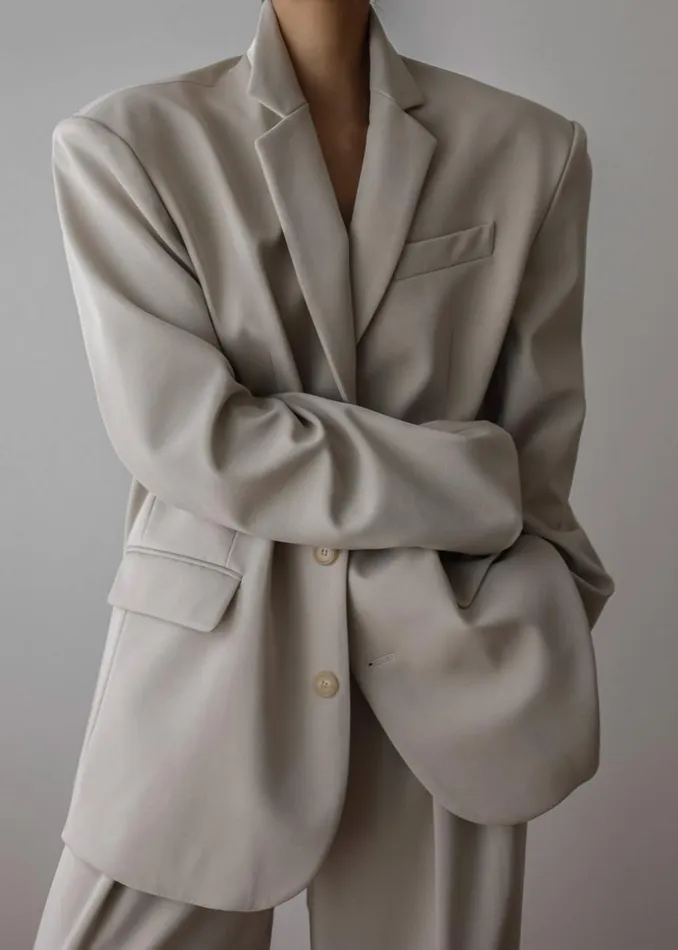 Women The Frankie Shop Outerwear Tansy Oversized Blazer Beige