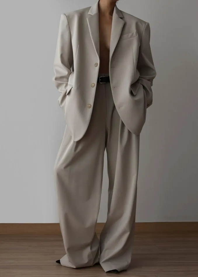 Women The Frankie Shop Outerwear Tansy Oversized Blazer Beige
