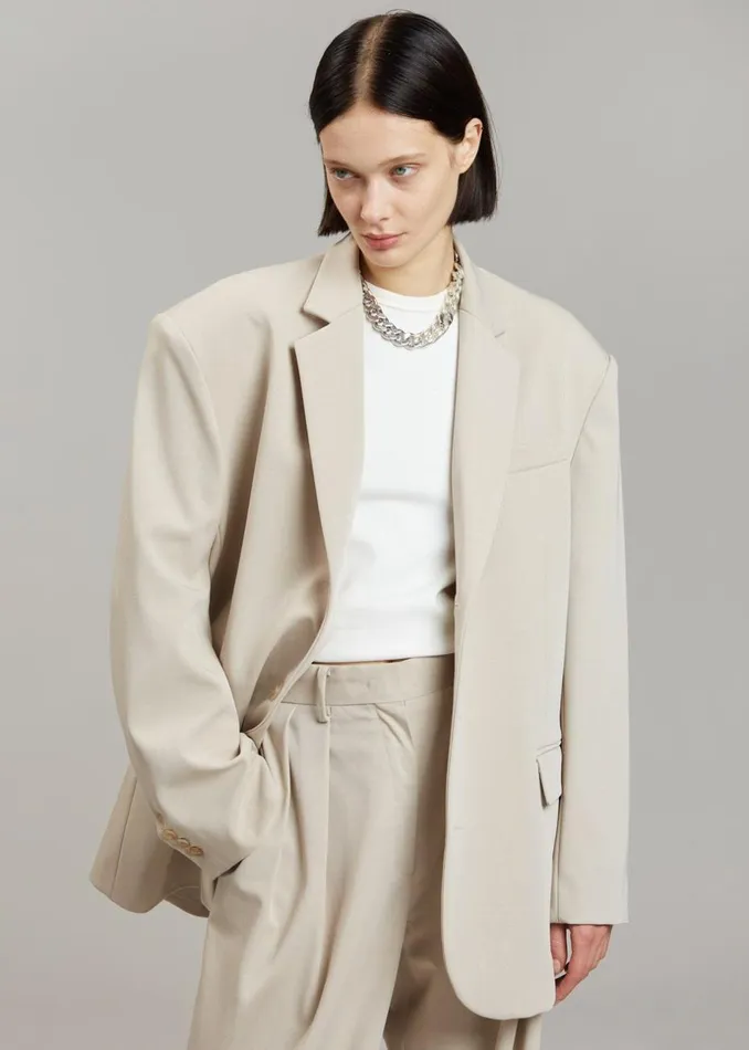 Women The Frankie Shop Outerwear Tansy Oversized Blazer Beige