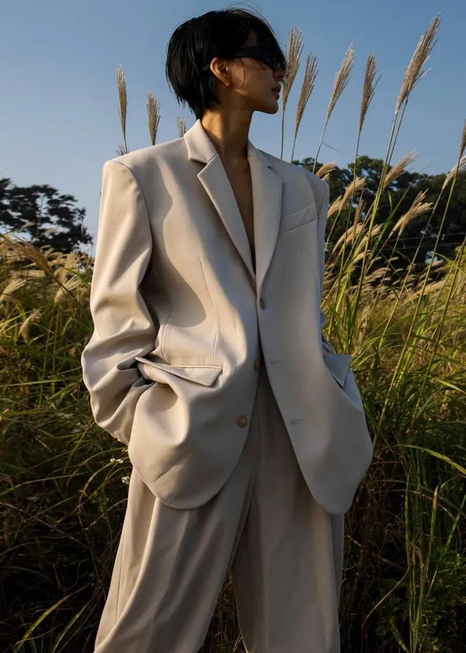 Women The Frankie Shop Outerwear Tansy Oversized Blazer Beige