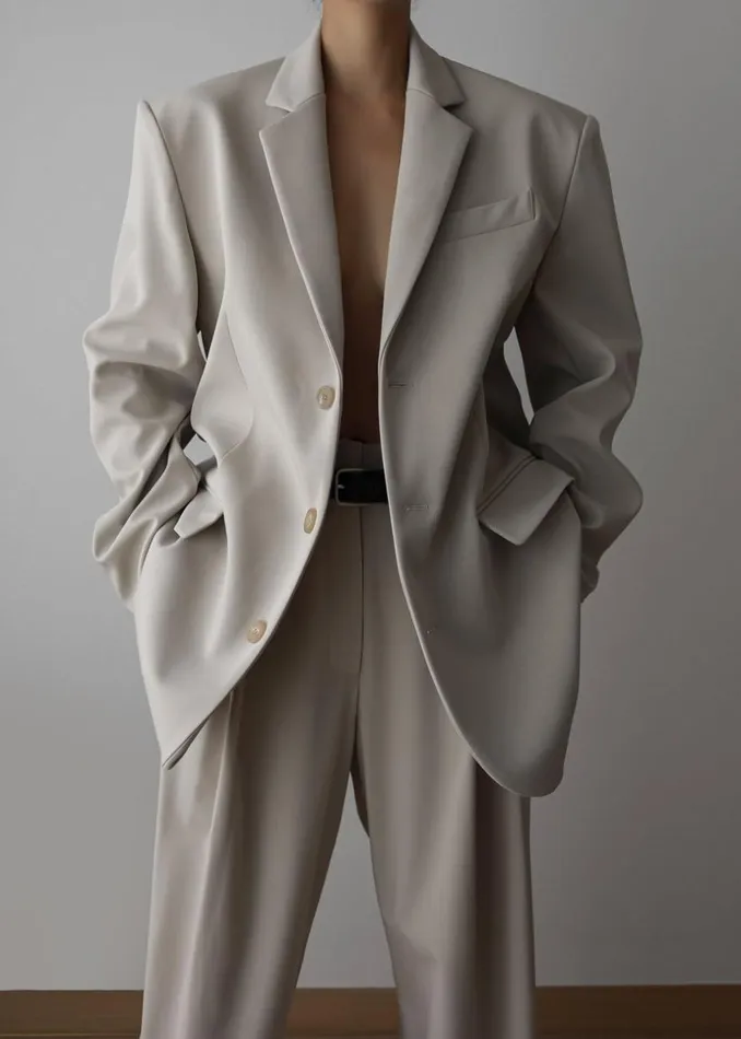 Women The Frankie Shop Outerwear Tansy Oversized Blazer Beige