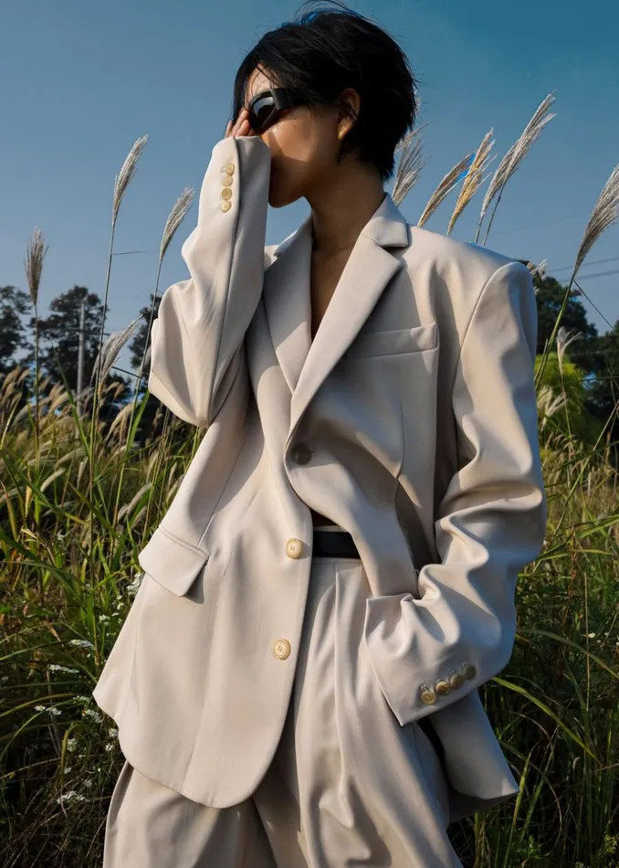 Women The Frankie Shop Outerwear Tansy Oversized Blazer Beige