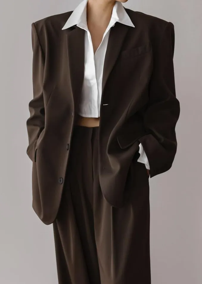 Women The Frankie Shop Outerwear Tansy Oversized Blazer Chocolate