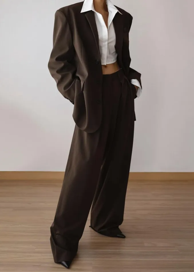 Women The Frankie Shop Outerwear Tansy Oversized Blazer Chocolate