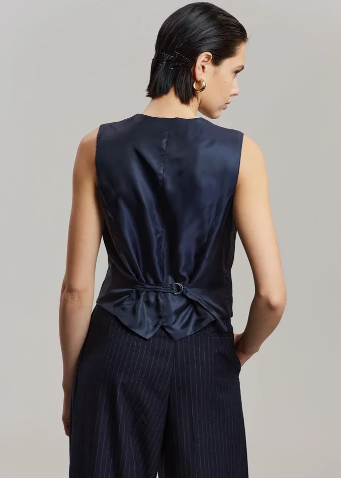 Women The Frankie Shop Outerwear Tansy Tailored Vest Navy Pinstripe