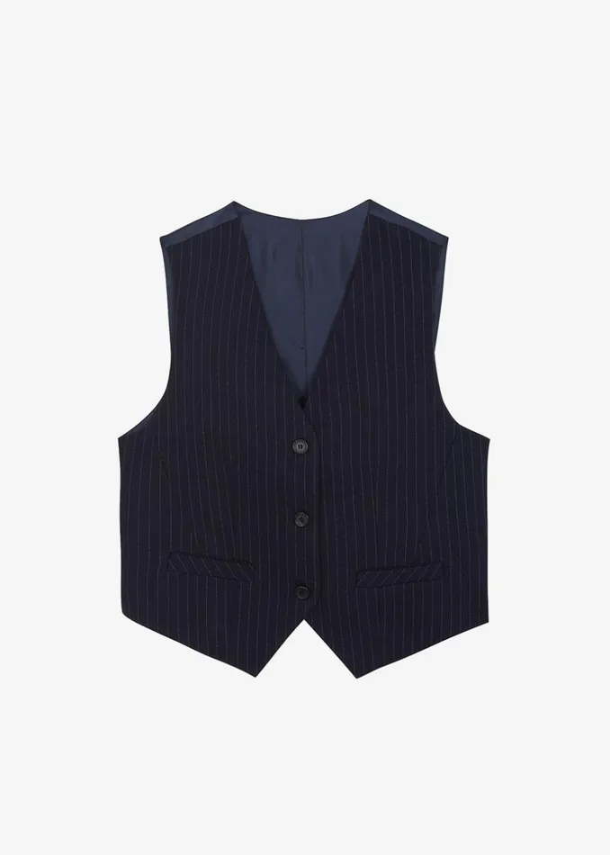 Women The Frankie Shop Outerwear Tansy Tailored Vest Navy Pinstripe