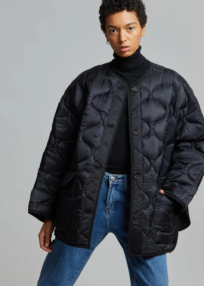 Women The Frankie Shop Outerwear Teddy Quilted Jacket Black