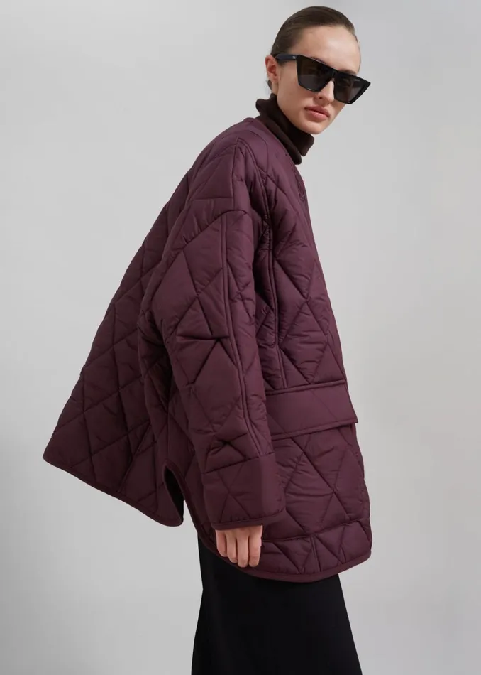 Women The Frankie Shop Outerwear Teddy Quilted Jacket Burgundy